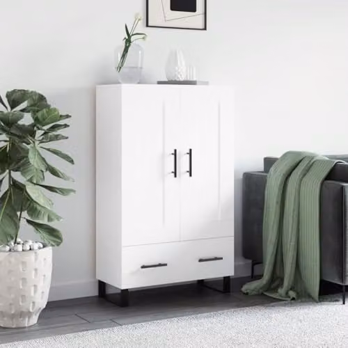 vidaXL Modern White Highboard with Hinged Doors and Drawers, W/D/H: 69.5 x 31 x 115 cm – 2