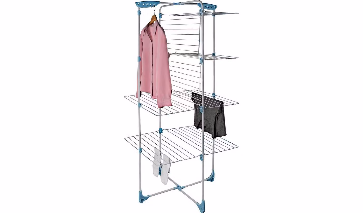 Minky Tower 40m Indoor Clothes Airer, Foldable and Compact, White and Silver, H 172 x W 71 x D 70 cm