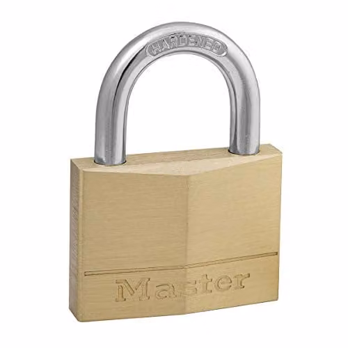 Master Lock Brass Key Padlock, Gold, W/D/H: 6.8 x 5.0 x 1.4 cm – 1