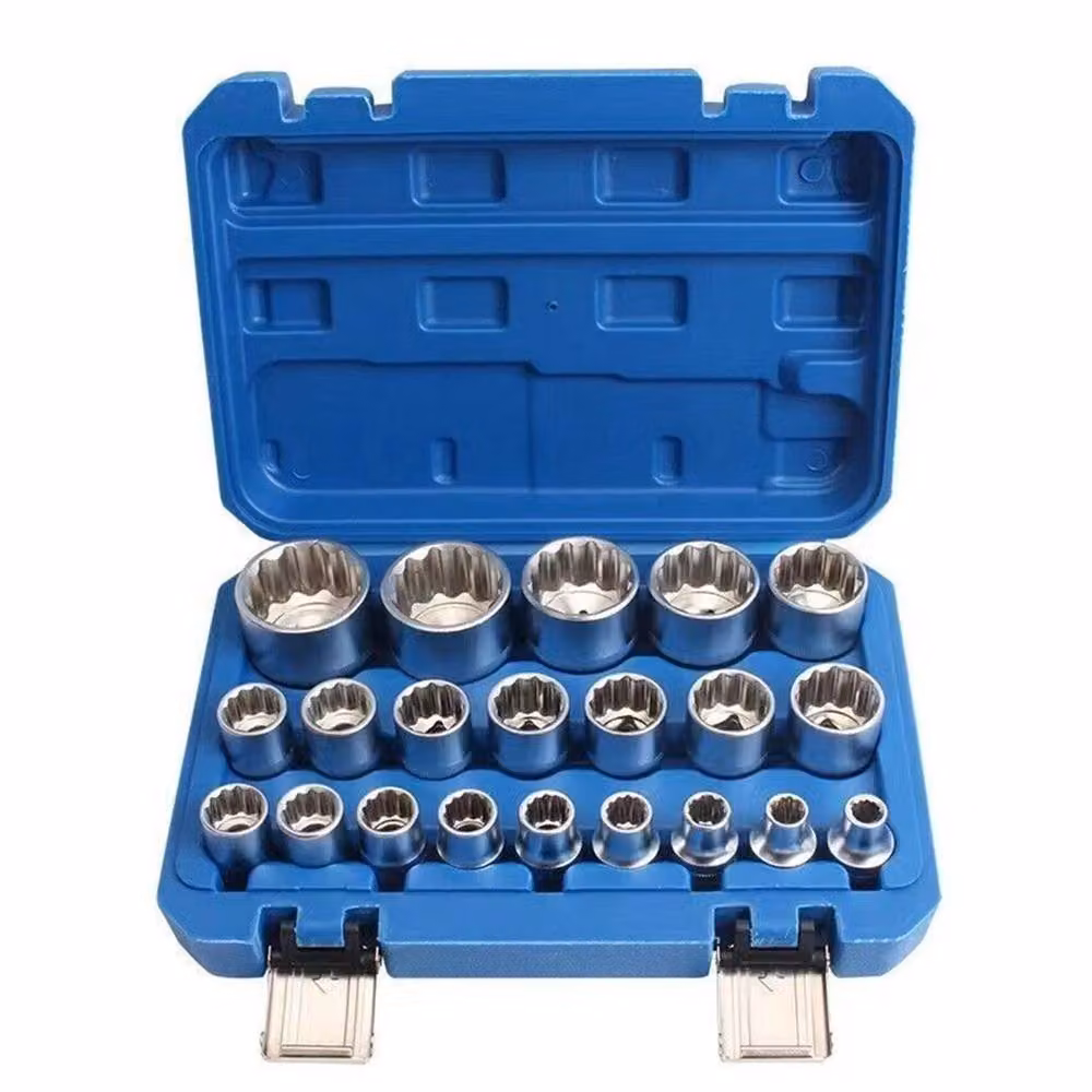 Nordara 21-Piece 1/2 Inch Universal Spline Socket Set, 12-Point Metric 8-36mm, Chrome Vanadium, Silver – 3