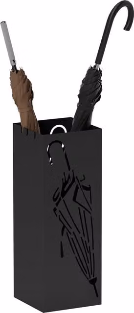 HOMCOM Metal Umbrella Stand in Black with 4 Hooks and Removable Drip Tray, W/D/H: 15.5 x 15.5 x 41 cm – 1