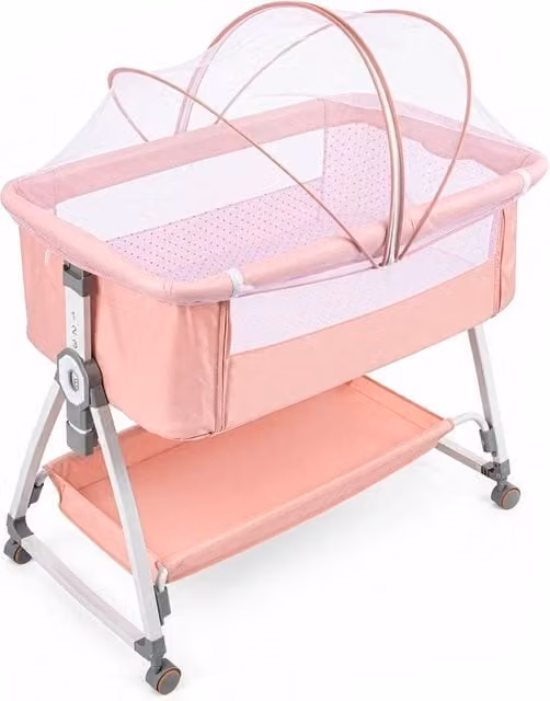 NESTLUNE Pink 3-in-1 Baby Crib Frame Travel Cot Rocker Cradle W/D/H: 100 x 15 x 15 cm
