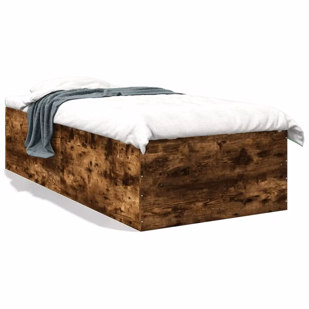 Berkfield Home Single Bed Frame in Smoked Oak Brown, W/D/H: 90 x 190 cm – 2