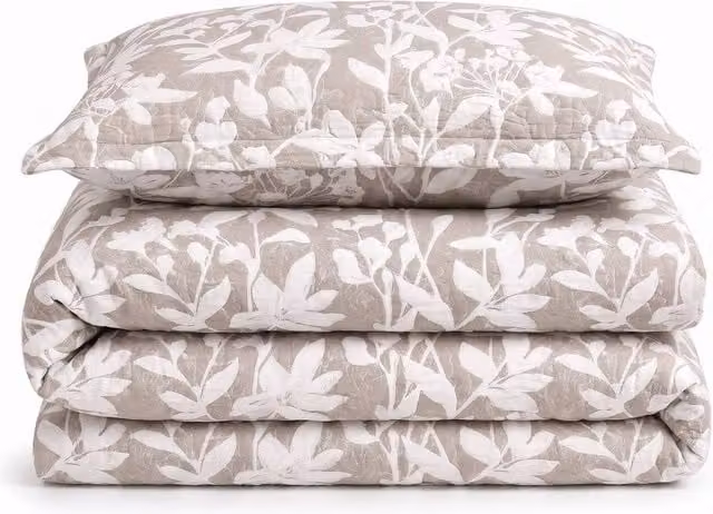 Sweet Dreams Ashbury Jacquard Floral Duvet Cover and Pillowcase Set in Beige, W: 180 cm, D: 200 cm