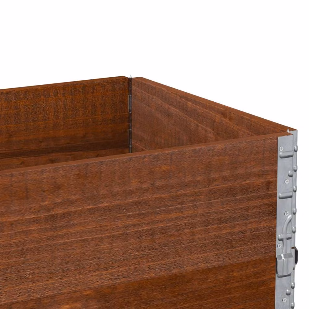 Berkfield Home Garden Brown Wooden Raised Bed Planter with Galvanised Steel, W: 100 cm, D: 50 cm – 4