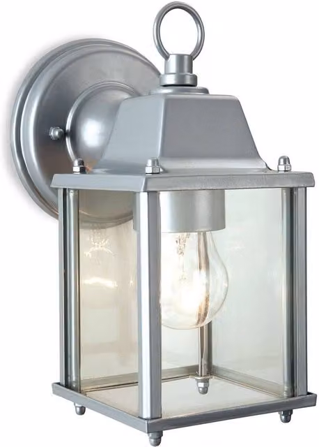 Firstlight Coach 1 Light Lantern Wall Light in Silver with Transparent Glass