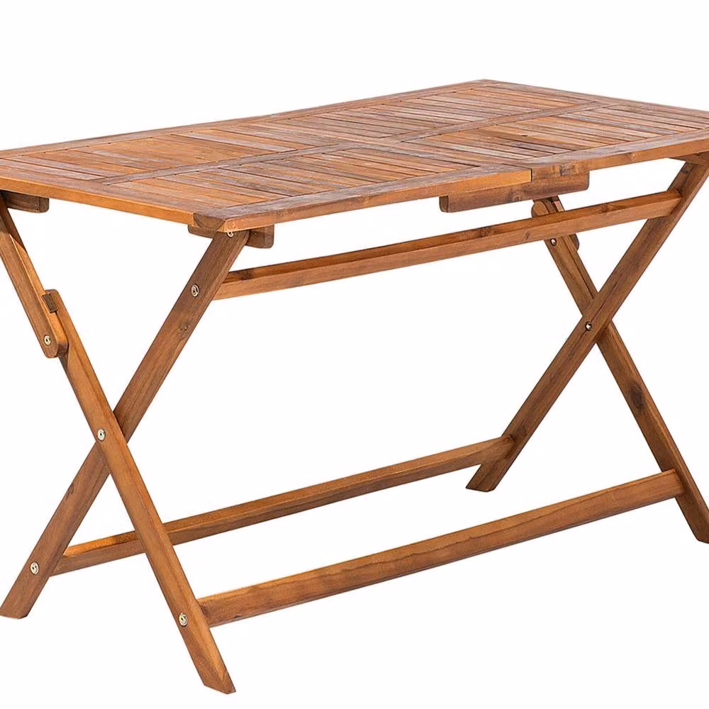 Wyld and Coco Dark Acacia Folding Outdoor Dining Table, 6-Seater, Brown, W: 140 cm, D: 75 cm, H: 74 cm – 2