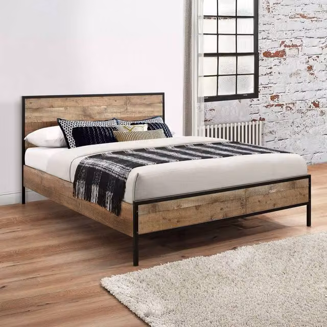 Birlea Urban Industrial Style Metal Bed Frame in Brown, W/D/H: 120 x 200 cm