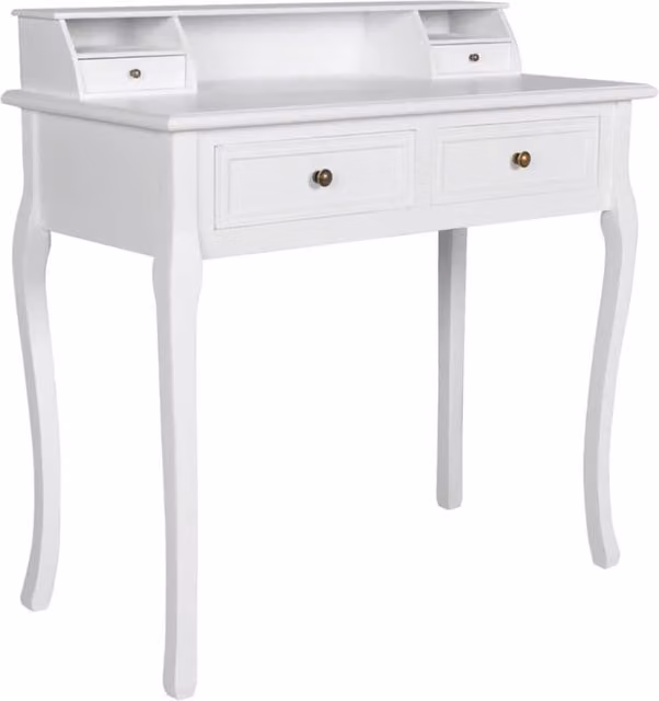 Berkfield Home Modern Lacquered White Wood Vanity Makeup Table
