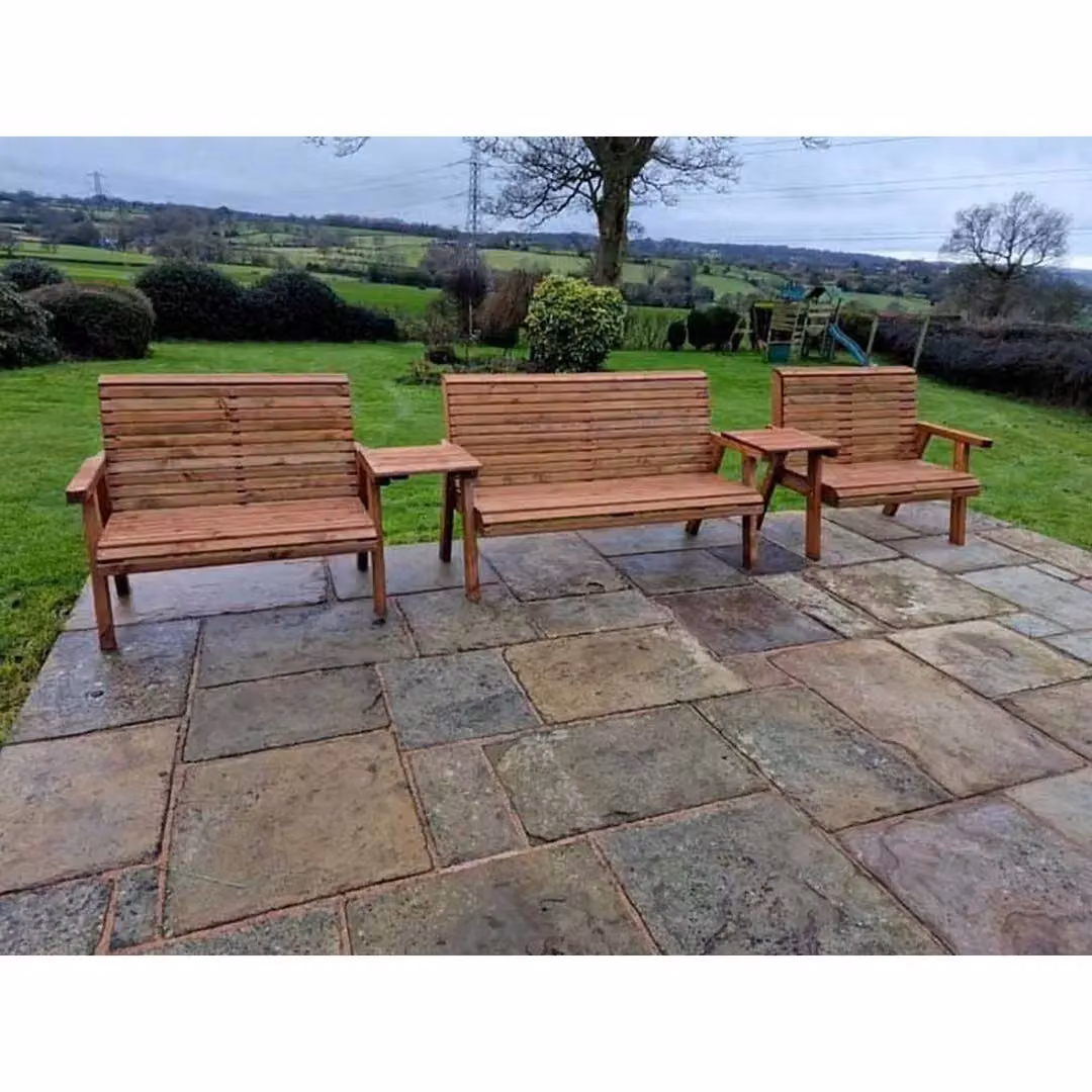 Churnet Valley Garden Furniture Ltd Valley 7 Seat Garden Furniture Set in Brown Treated Hardwood – 3
