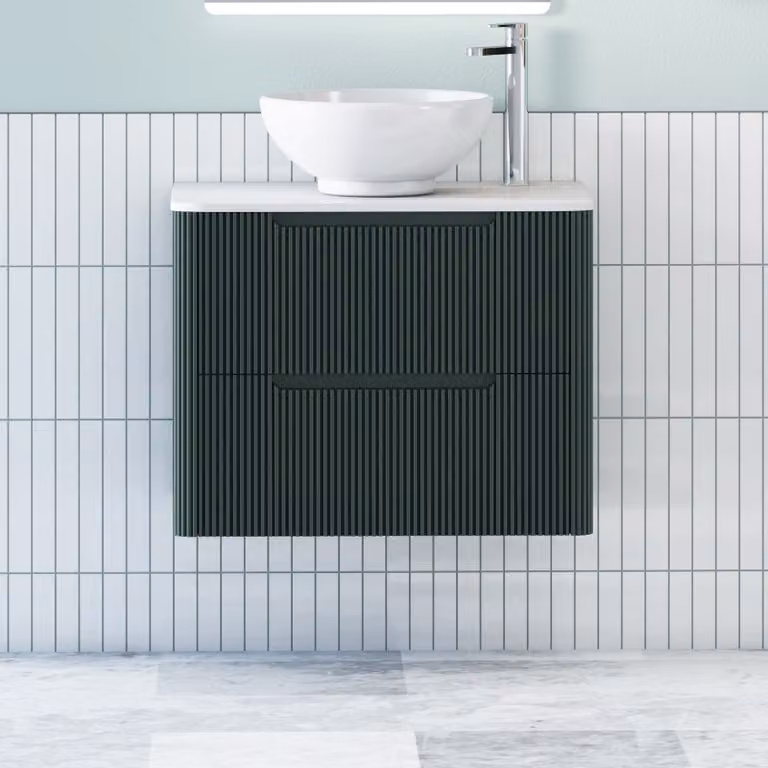 Royal Bathrooms Avenza Wall Hung Vanity Unit with Breeze Basin, Moss Green and White, Depth: 80 cm