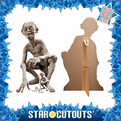 Star Cutouts SC4128 Gollum Lifesize Cardboard Cutout with Mini Stand, Multicolour Lord of the Rings Collector Display and Fantasy Party Decoration – 4