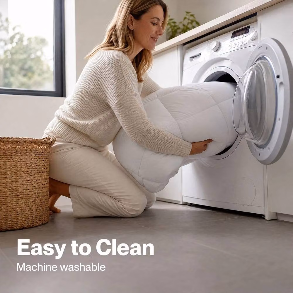 VOGREX White Microfibre Double Mattress Topper with Straps, W/D/H: 140 x 200 x 10 cm – 3
