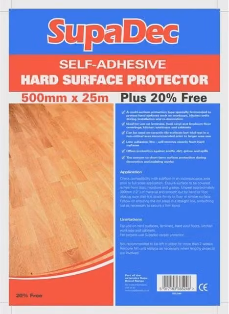 SupaDec Clear Hard Floor Protector Construction Film