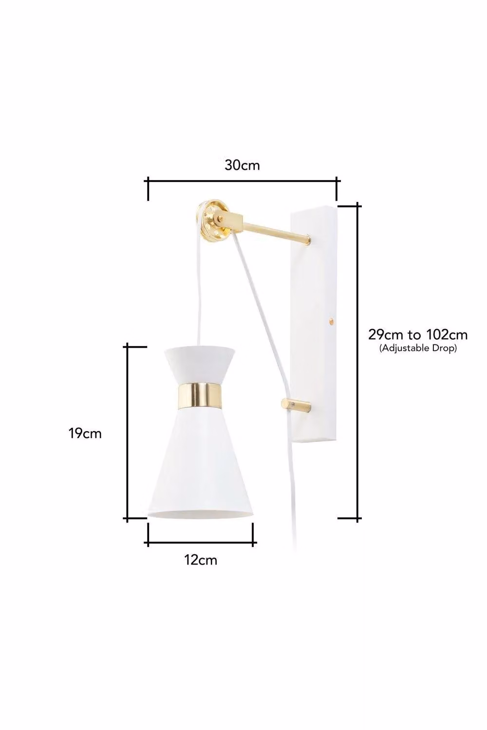 BHS Lighting Olson Mid-Century Adjustable Wall Light in Gold and White – 2