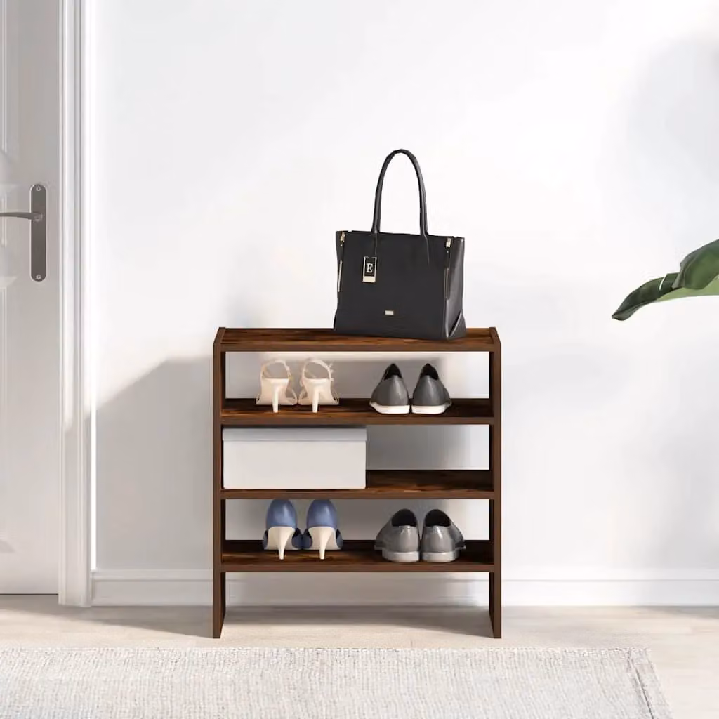Berkfield Home Stackable Shoe Racks, 2 Piece Set, Smoked Oak Brown, W: 60 cm, D: 30 cm, H: 30.5 cm – 3