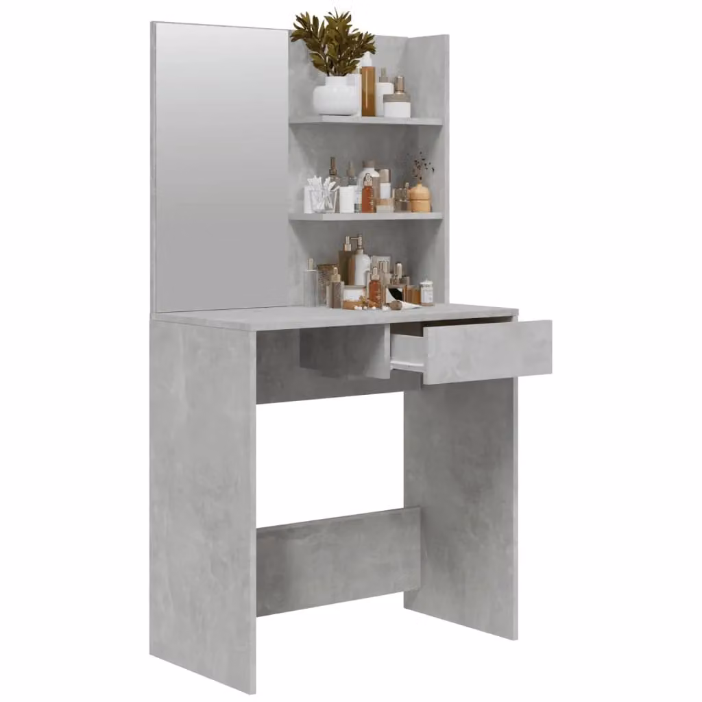 Berkfield Home Modern Dressing Table with Mirror in Concrete Grey, W: 74.5 cm, D: 40 cm, H: 141 cm – 2