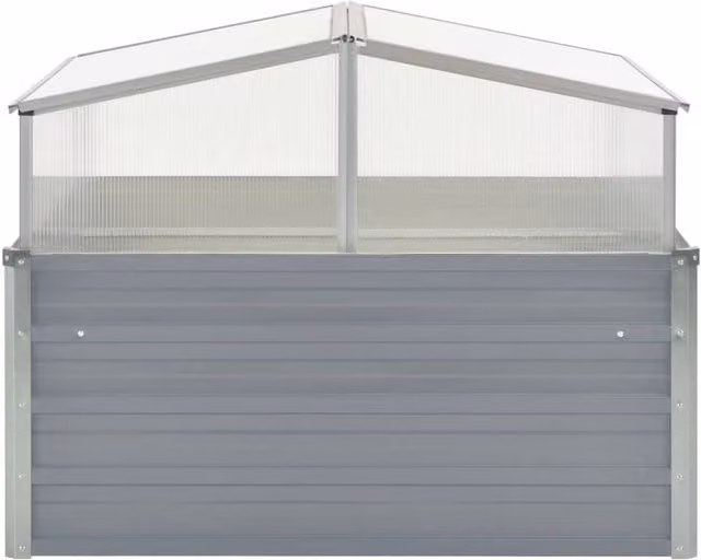 Berkfield Home Grey Galvanised Steel Greenhouse with Polycarbonate Panels W/D/H: 100 x 100 x 85 cm