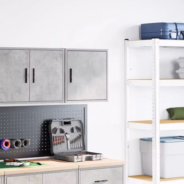 Berkfield Home Wall Mounted Garage Workshop Cabinet in Concrete Grey, W/D/H: 41.0 x 40.0 x 30.0 cm – 1