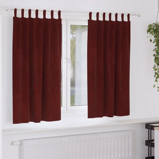Berkfield Home Wine Red Velvet Blackout Curtains with Hanging Loops, 2 Pack – 1