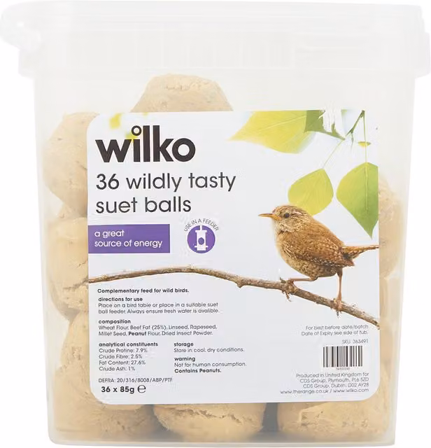 wilko Wildy Tasty Suet Balls, Brown, Pack of 36