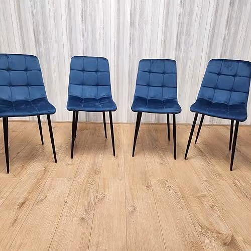 KOSY KOALA Set of 4 Blue Velvet Tufted Dining Chairs with Padded Seats