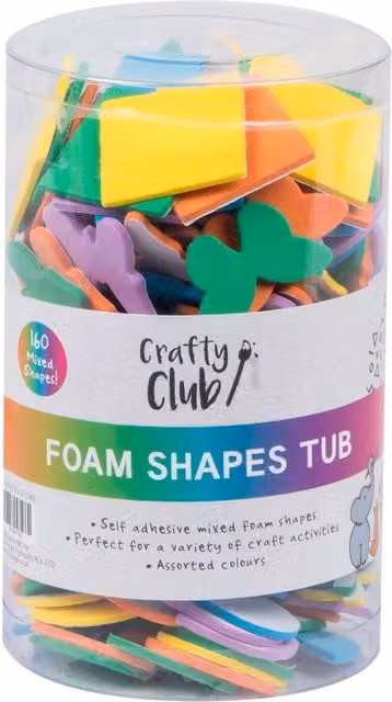 Crafty Club Pack of 160 Self Adhesive Multicolour Foam Shape Stickers