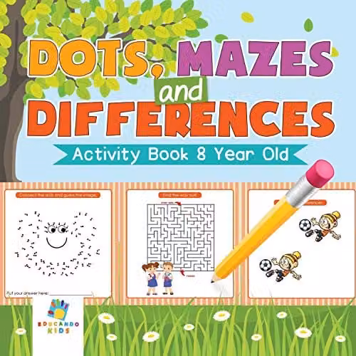 Educando Kids Dots, Mazes and Differences Activity Book for 8 Year Olds, Multicolour