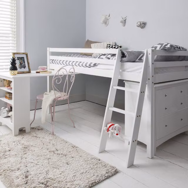 Noa and Nani Classic White Childrens Bedroom Sleepstation with Chest of Drawers and Desk