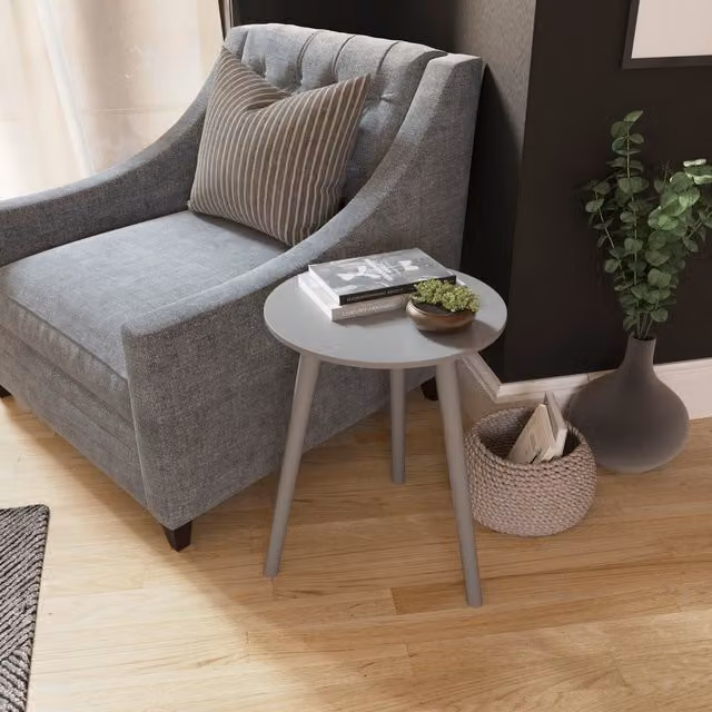 Vida Designs Minimalist Round Wood Side Table in Grey