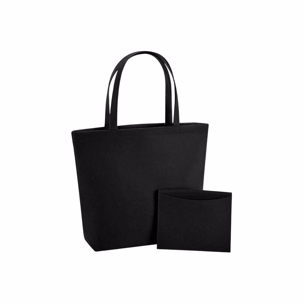 Bagbase Plain Felt Shopper Bag in Black, W: 39.0 cm, H: 49.0 cm, D: 13.5 cm – 2