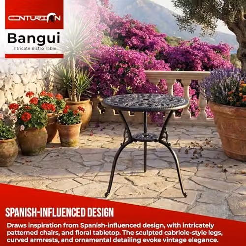 Centurion BANGUI Outdoor Bistro Table in Black Cast Aluminium with Parasol Hole – 3