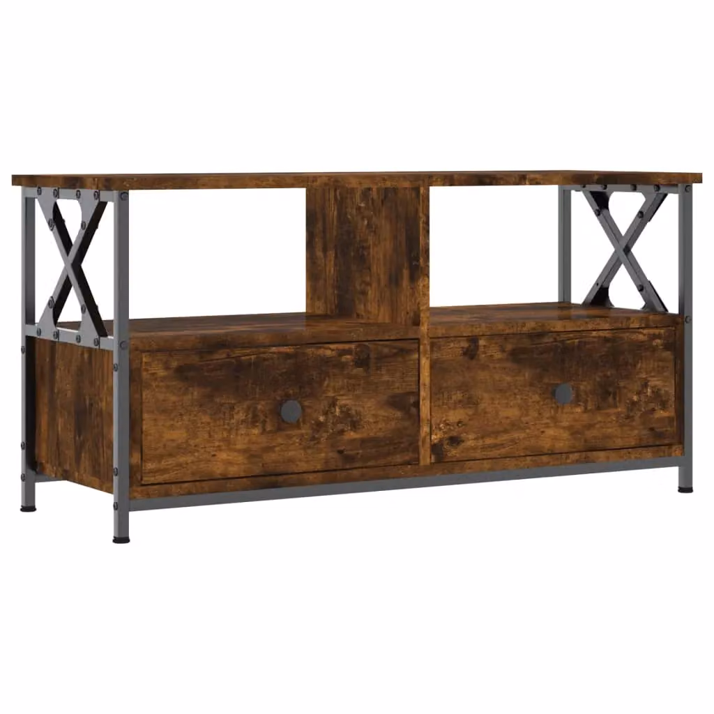Berkfield Home Smoked Oak TV Cabinet in Brown, W/D/H: 90 x 33 x 45 cm – 2