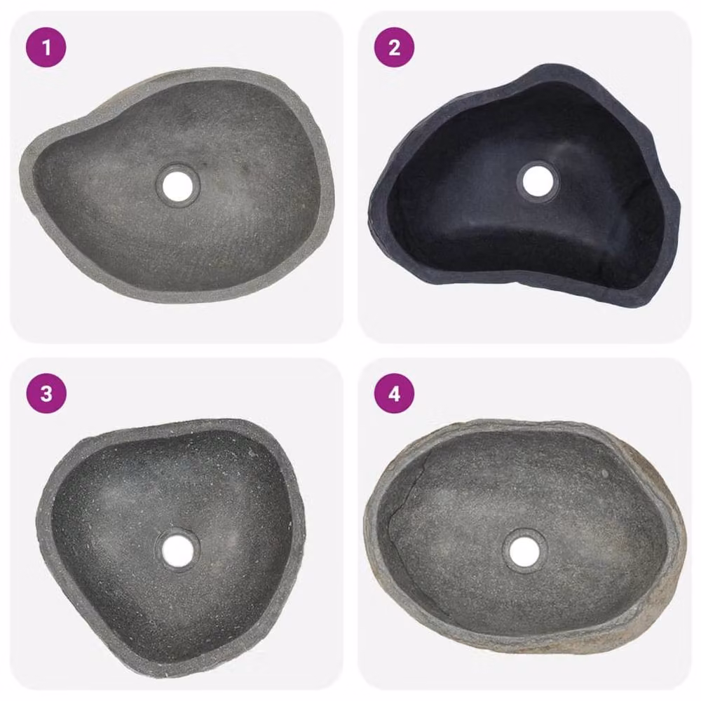 Berkfield Home River Stone Oval Basin in Taupe, Beige and Grey, W: 37-46 cm, D: 29-36 cm – 4