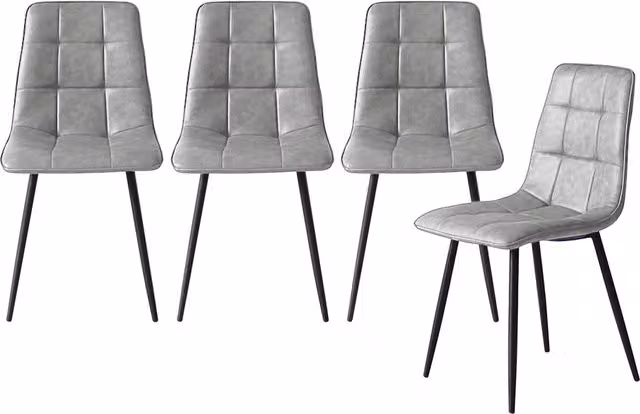 Levede Set of 4 Grey Faux Leather Modern Dining Chairs