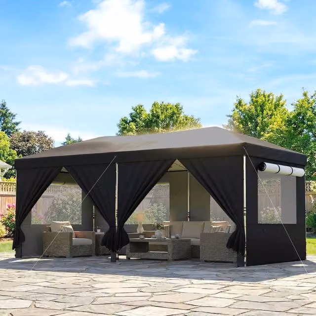 Outsunny Pop Up Gazebo with UPF 50+ Protection, Black, W: 300 cm, D: 300 cm, H: 285 cm – 8