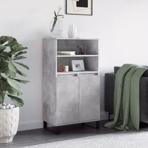 vidaXL Industrial Highboard in Grey with Hinged Doors and Internal Shelves, W/D/H: 60 x 36 x 110 cm – 2