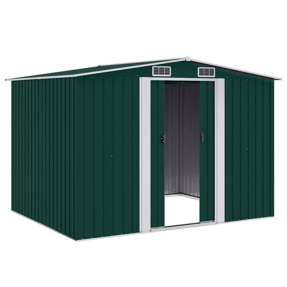 Berkfield Home Green Metal Garden Storage Shed with Sliding Doors and Side Vent, W/D/H: 257 x 205 x 178 cm – 2