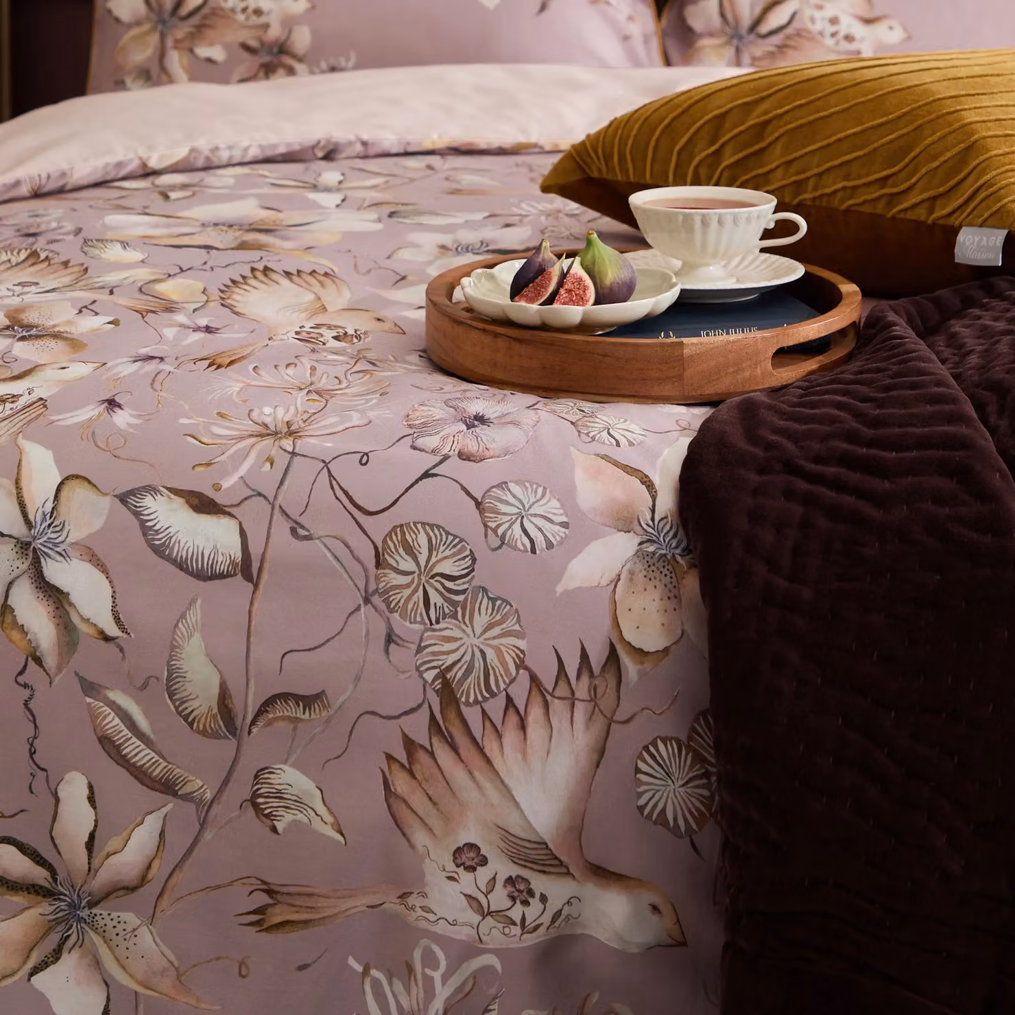 Voyage Maison Floella Floral Printed Cotton Duvet Cover and Pillowcase Set in Purple, W: 200 cm x H: 200 cm – 2