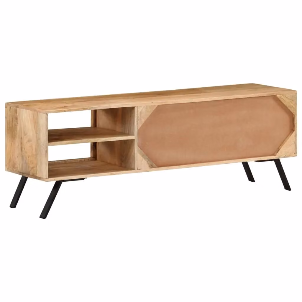Berkfield Home Solid Mango Wood TV Cabinet in Beige, W/D/H: 110 x 40 x 40 cm – 1