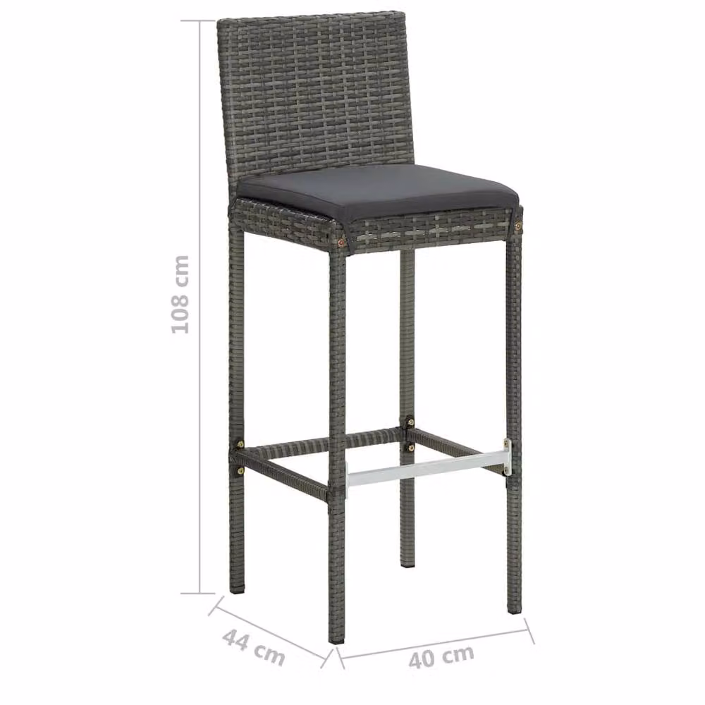Berkfield Home 5 Piece Grey Poly Rattan Garden Bar Set with Cushions – 2