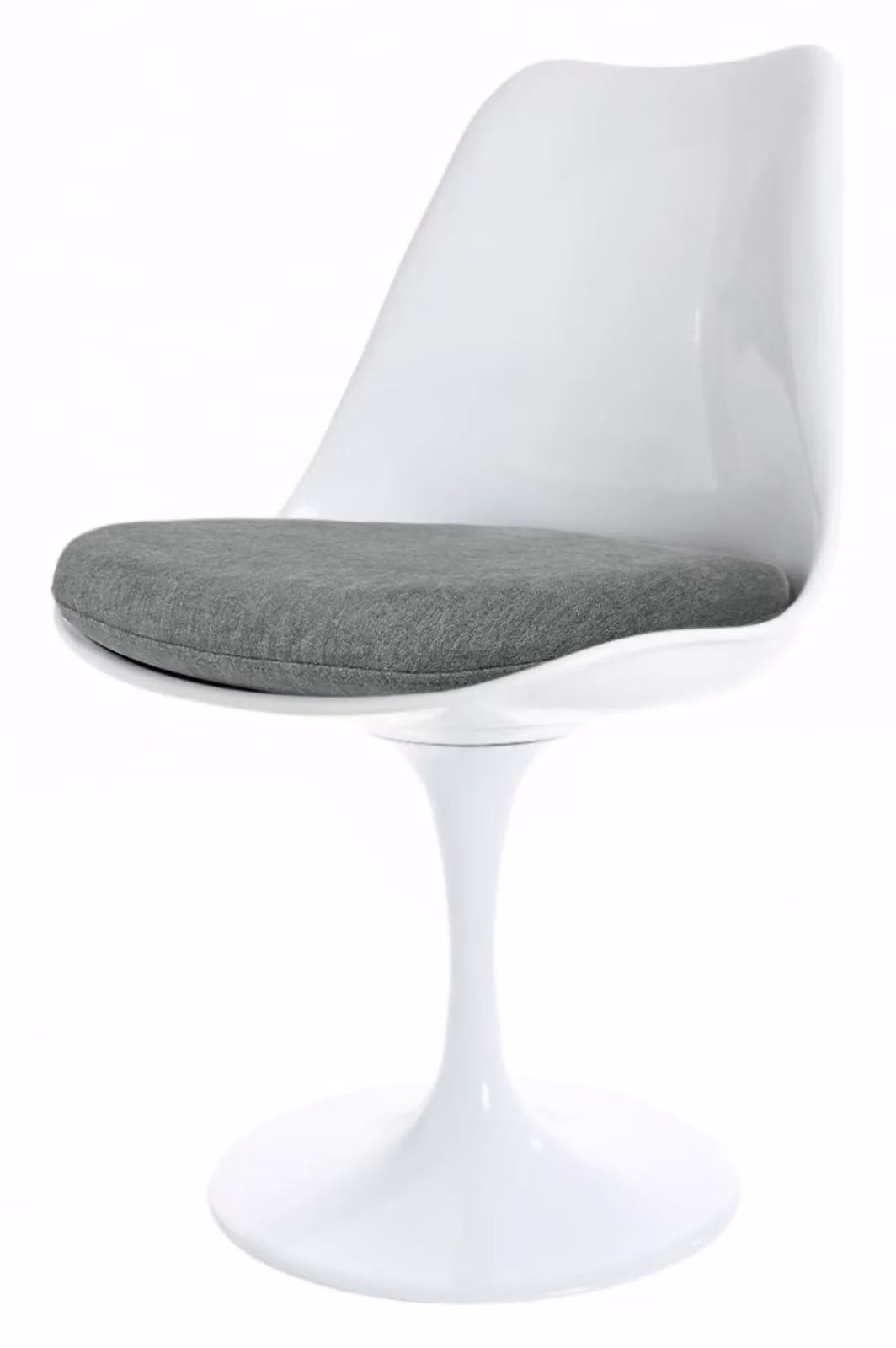 Fusion Living White Tulip Swivel Dining Chair with Grey Velvet Cushion – 2