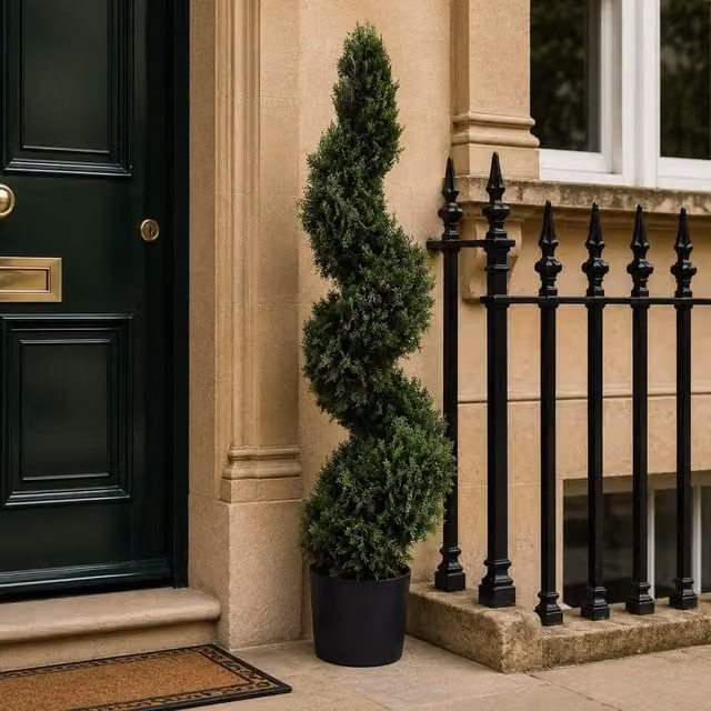 Botanik Green Artificial Spiral Cedar Tree Topiary, Height: 120 cm – 1