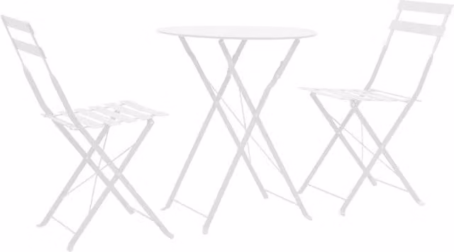 Berkfield Home 3 Piece Modern Round Bistro Set in White Powder Coated Steel
