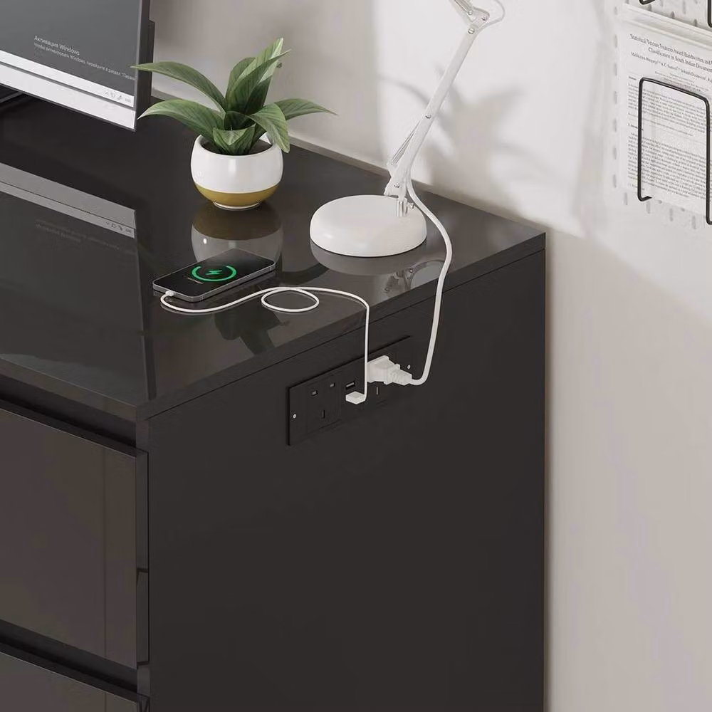 FORGEVIO Black High Gloss Modern Dressing Table and Vanity Makeup Desk – 3