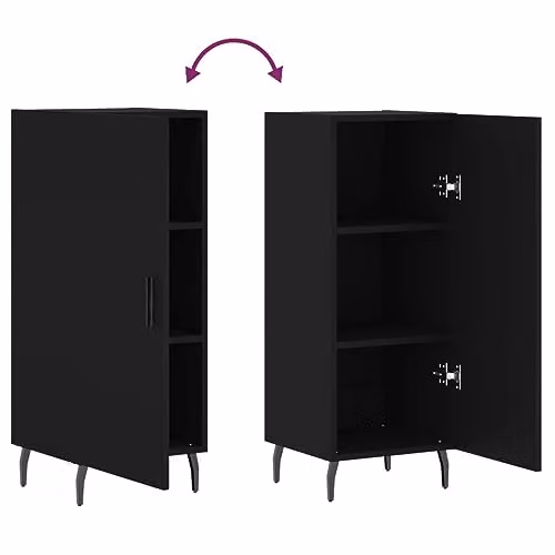 vidaXL Modern Black Sideboard in MDF and Metal, W/D/H: 34.5 x 34.0 x 90.0 cm – 4