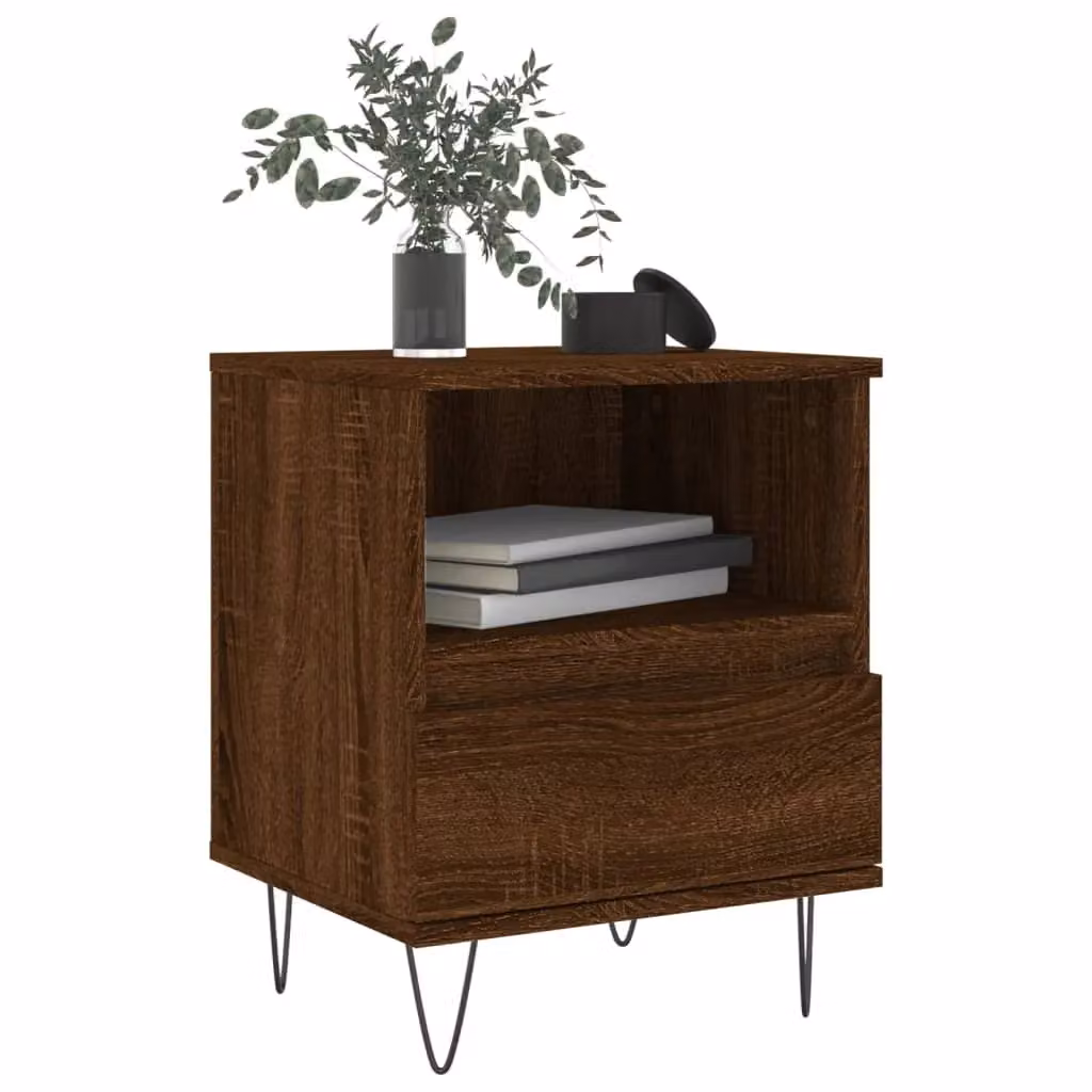 Berkfield Home Set of 2 Brown Oak Bedside Cabinets, W: 40 cm, D: 35 cm, H: 50 cm – 2