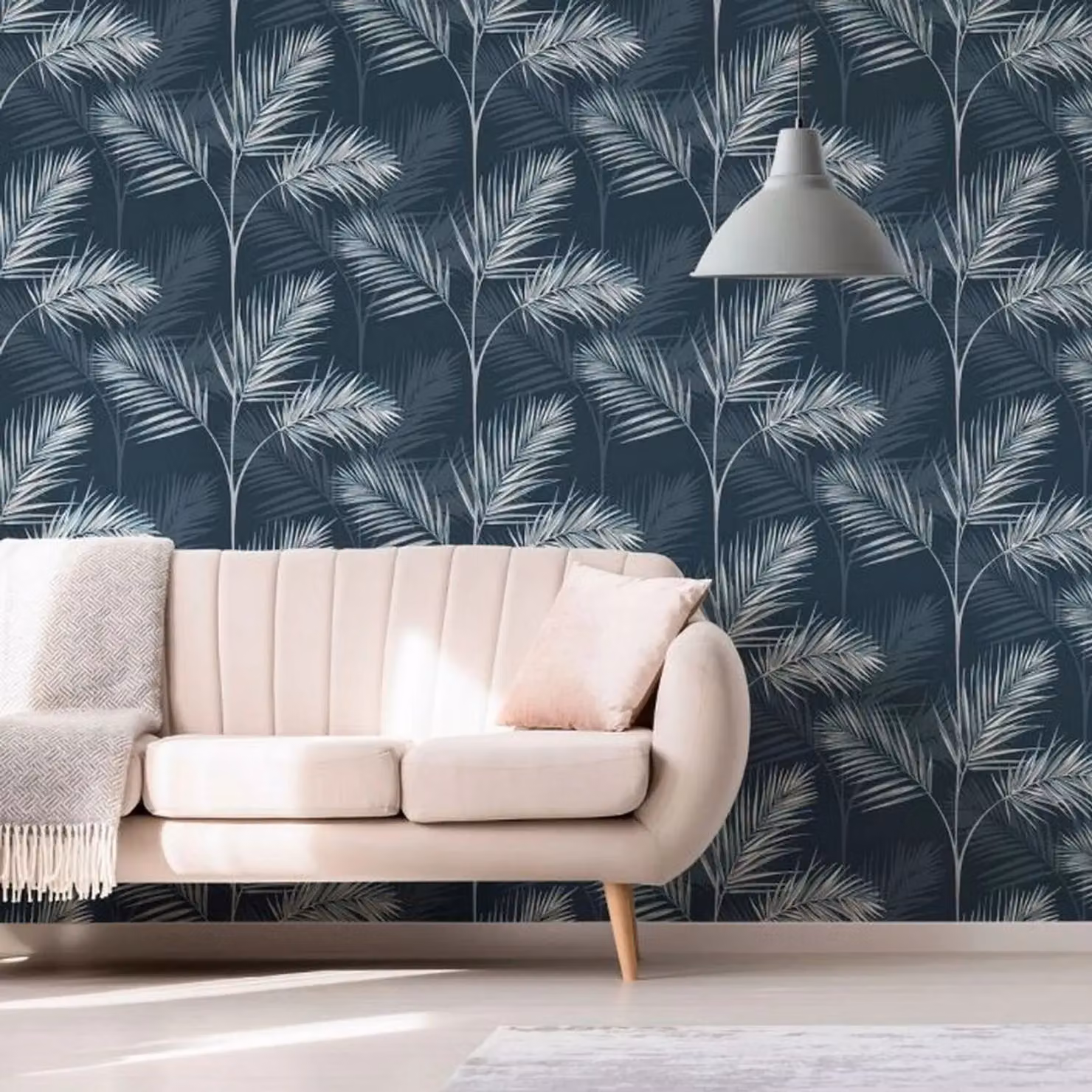 Fine Décor South Beach Palm Leaf Botanical Wallpaper in Blue – 2