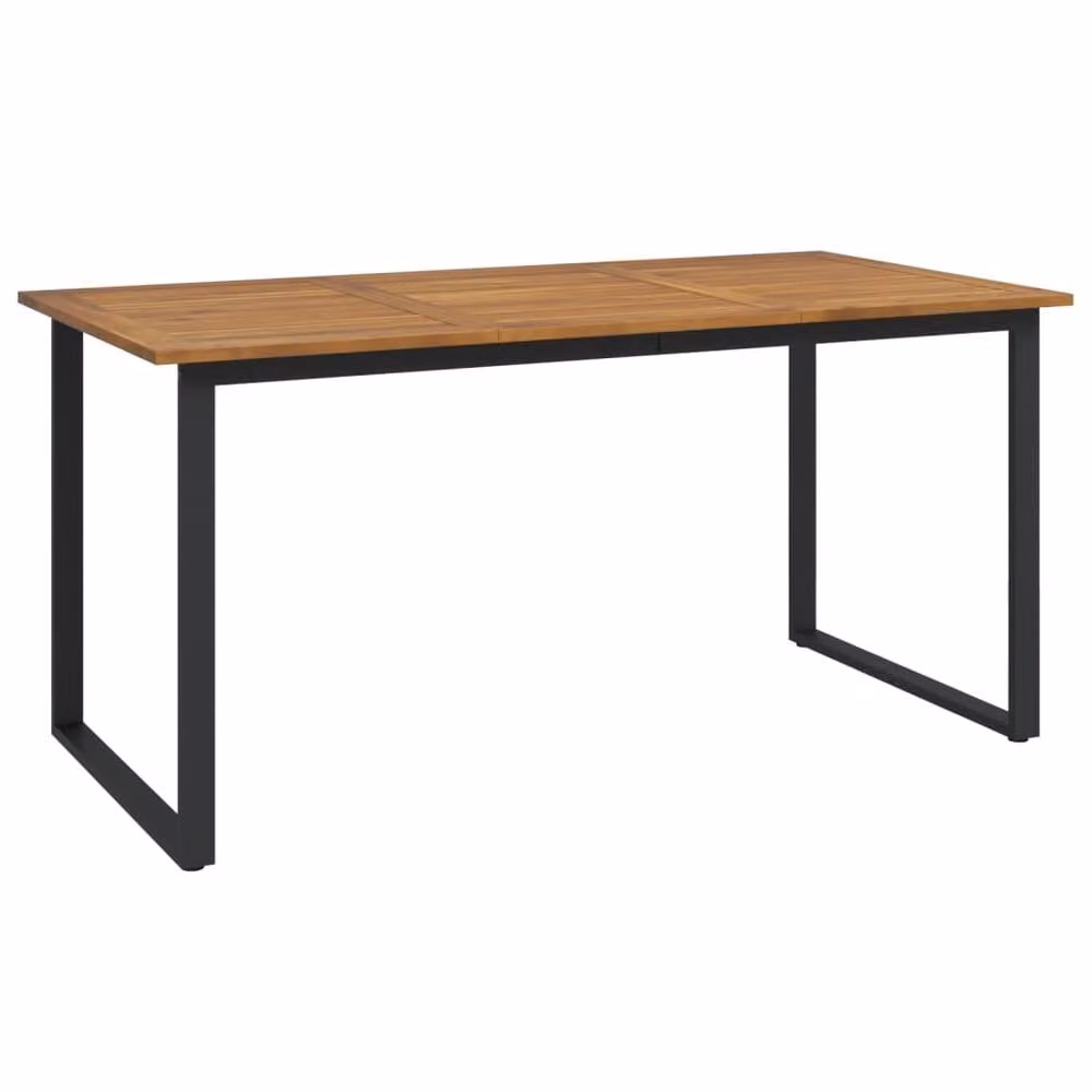 Berkfield Home Brown Acacia Wood Garden Table with U-shaped Legs W: 160 cm, D: 80 cm, H: 75 cm – 1