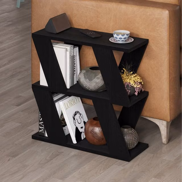 Decortie Lazena Modern 3-Tier Side Coffee Table in Black